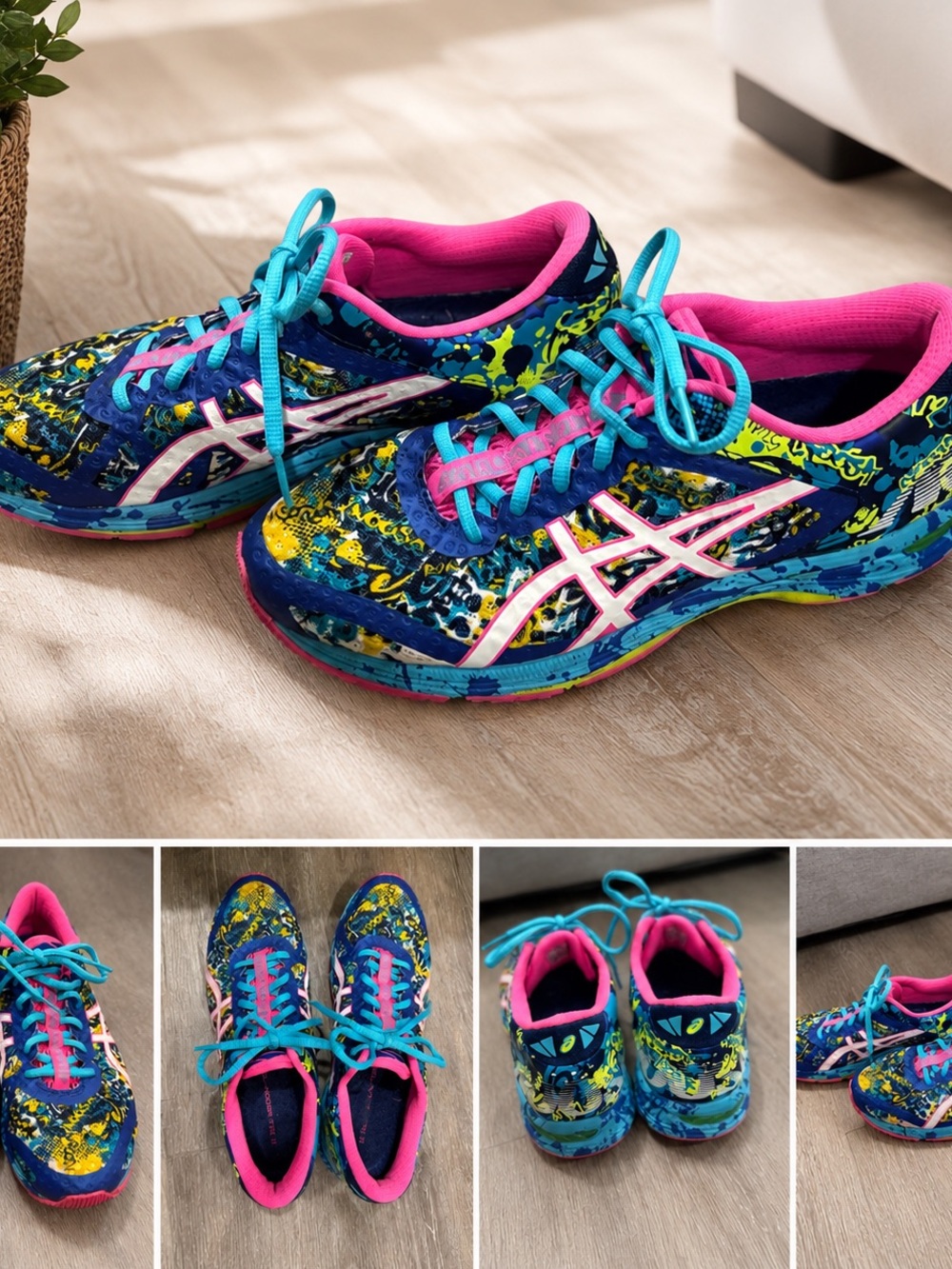 ASICS Multicolor Floral Splash Sneakers in Blue, Pink & Yellow